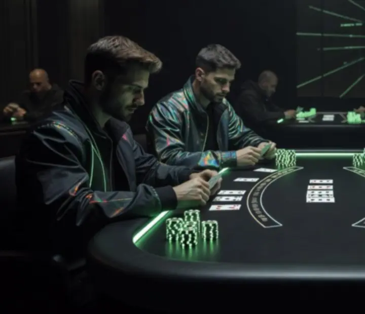 Stół do blackjacka w matrixowej stylistyce w restauracji Kravinoravia